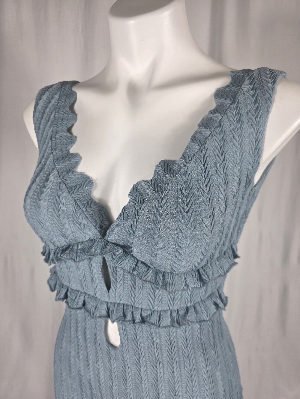Commense Coastal Periwinkle Blue Romantic Feminine Ruffle Maxi Dress Small NWOT - Picture 4 of 12